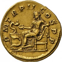 Aureus des Severus Alexander mit Darstellung der Salus