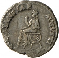Denar des Claudius mit Darstellung der Constantia