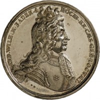 Medaille von Georg Hautsch auf Markgraf Ludwig Wilhelm von Baden und die siegreiche Schlacht von Salankamen, 1691