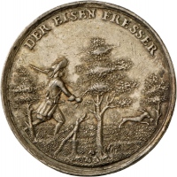 Spottmedaille von Christoph Sucro auf die Vertreibung der Schweden aus Preußen, 1679